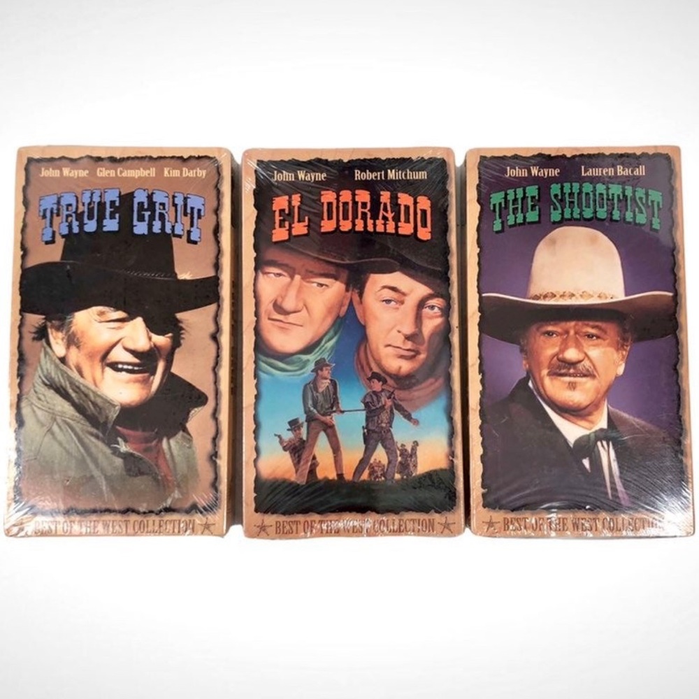 VHS Movie John Wayne Lot of 3!  True Grit, El Dorado, & The Shootists Sealed.